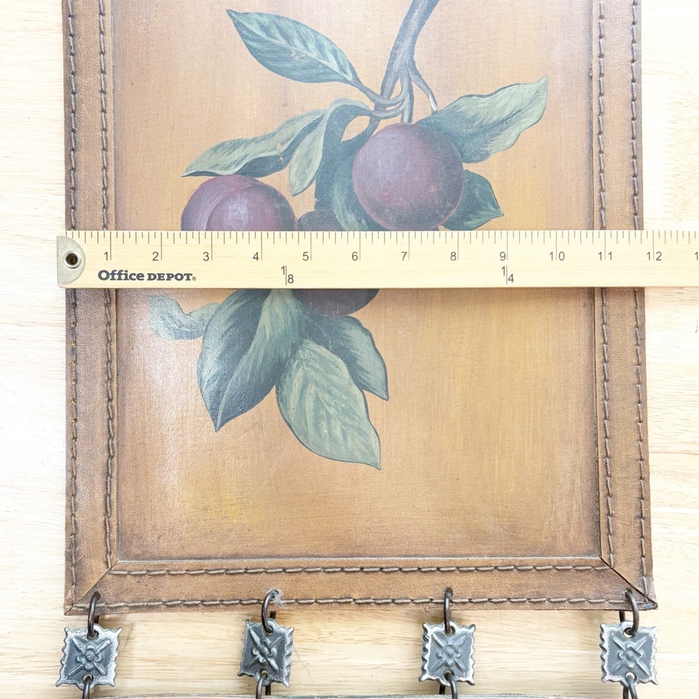Vintage 4 Tier Fruit Botanical Wall Hanging Faux Leather 12x 68 Vertical Art - Picture 9 of 11